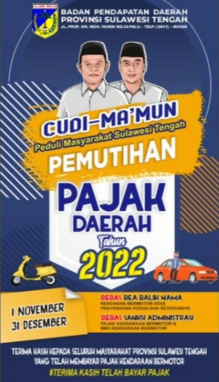 Pemutihan Denda Pajak Kandaraan di Sulteng Tinggal Menunggu Persetujuan Mendagri, Catat Tanggal Dimulai dan Berakhirnya..! 1 Pemutihan Denda Pajak Kandaraan di Sulteng